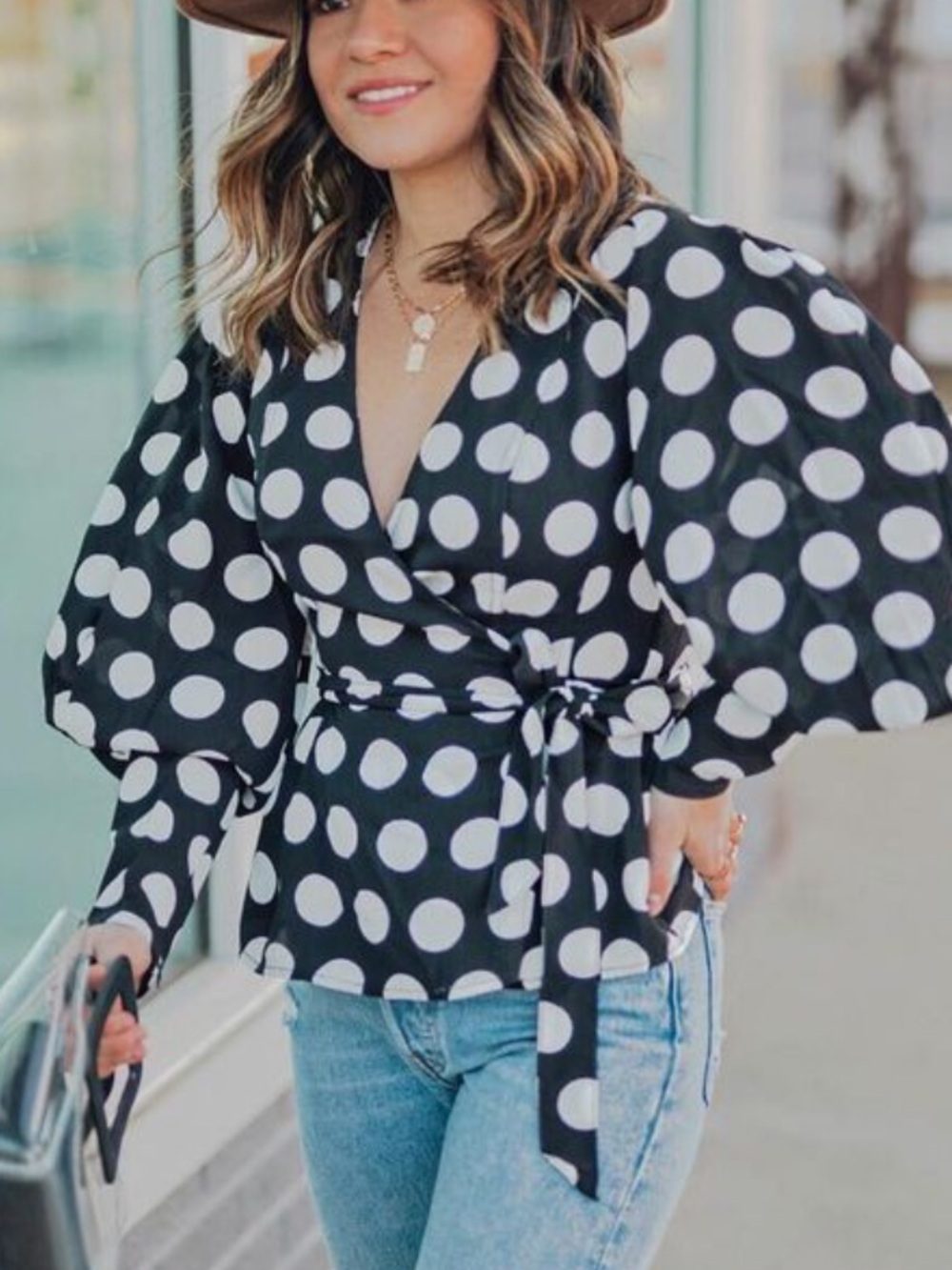 •CMEO Collective• polka dot wrap top